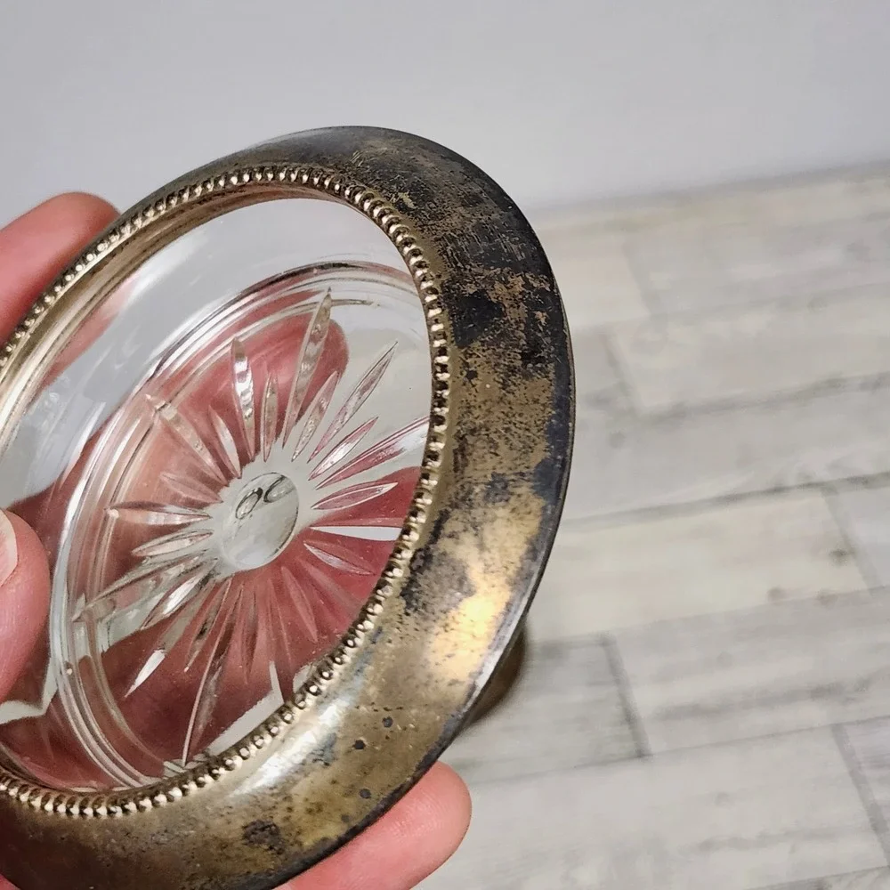 VTG. Frank M. Whiting Sterling Silver & Glass Coasters Set of 4 Mid Century